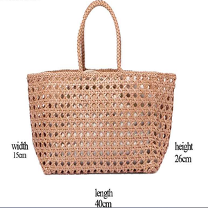 Fashion Handwoven Chair Weave Leather <b>Tote</b> <b>Bag</b> Natural <b>Woven</b> Handbag for Women Travel Beach Gift - Product Image 3