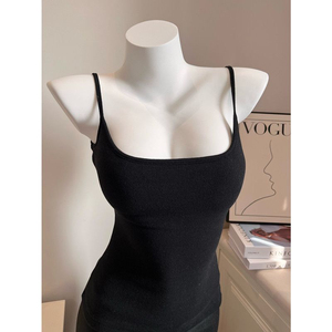 Custom Women's Seamless TankTop Spaghetti Strap Sleeveless <b>Square</b> Neck Stretch Ribbed Camisole Basic Slim Fit Summer Cami OEM - Product Image 1