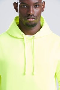 Sweat-shirt à capuche jaune fluo pour homme, coupe classique, décontracté, pour l'automne, 100 % coton molletonné, anti-boulochage, avec poches - Product Image 2