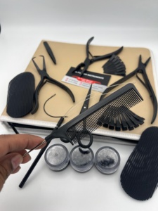 Kit Profesional de Herramientas para Extensiones de Cabello, Color Negro Mate, Alicates de Acero Inoxidable de Grado Quirúrgico, Cuentas, Hilos de Nailon, Pinzas - Product Image 4