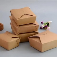 Boîte en papier kraft pour aliments à emporter, grande, résistante, recyclable, de qualité alimentaire, avec logo personnalisé, pour les gaufres à bulles aux œufs, boîte à lunch