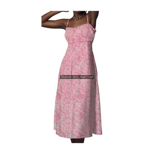 Nouvelle Robe Tunique Formelle Sans Manches en Coton Tricoté, Style Bohème Hippie, Imprimé Floral Fait Main à la Cotonnière, Bretelles Fines - Product Image 1