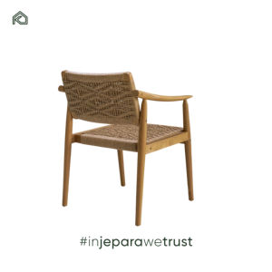 High Quality Natural Plantation Teak Wood Armchair Minimalist Modern Design Cane Rope Dining Living Room Hotel Outdoor Portable - Product Image 5