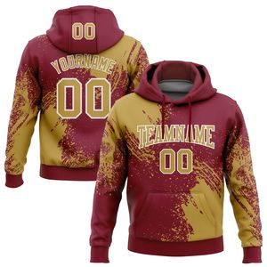 Sudadera con Capucha Personalizada para Hombre, con Estampado por Sublimación de Pinceladas, Nombre y Número, para Equipo, Color Granate y Amarillo, Poliéster, Corte Casual - Product Image 4