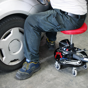 Taburete Mecánico Neumático con Ruedas, Capacidad de 300 lb, Asiento Ajustable para Taller con Bandeja de Almacenamiento, Asiento para Reparaciones GAPGAR039 - Product Image 1