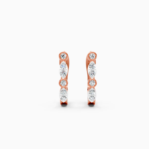 Pendientes de Aro con Curva de Diamantes y 0.25 Quilates de Diamantes Cultivados en Laboratorio en Oro Rosa, Amarillo y Blanco de 14K - Product Image 1