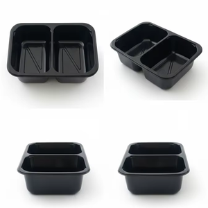 Food Grade Cpet Black <b>Plastic</b> Disposable Food Tray <b>Packaging</b> for Vegetables, Fruits, Meals, and Meat - Product Image 1