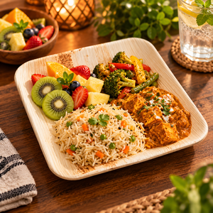 Nuevos Platos Desechables Ecológicos de Hoja de Palma de 10 Pulgadas Cuadrados, Aptos para Alimentos, Resistentes al Microondas y Congelador, Modernos y de Lujo para Fiestas - Product Image 1