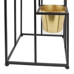 Modern Metal Floor <b>Vase</b> Stand with <b>Gold</b> Pots Handmade Decorative Plant Holder for Interior Design - Product Image 3