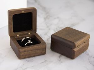 กล่องใส่แหวนไม้รักษ์โลก ทำจากไม้ธรรมชาติแท้ สไตล์เรียบง่าย สำหรับวินเทจ - Product Image 4