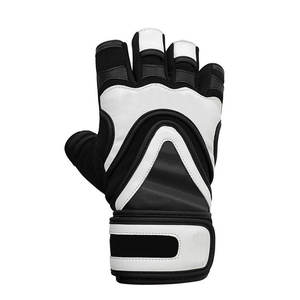 Guantes de Gimnasio de Cuero Vacuno Auténtico, Resistentes, con Correa de Soporte Extra Larga para la Muñeca, Cierre Rápido, Diseño Unisex de Medio Dedo - Product Image 3