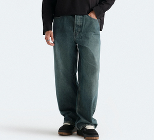 <span class=keywords><strong>Jeans</strong></span> <span class=keywords><strong>Larghi</strong></span> da Uomo e Donna in Denim Lavato Multicolore, Vestibilità Comoda, Stile Casual Estivo, Giacca e Pantaloni in Denim, Modelli Baggy - Product Image 1