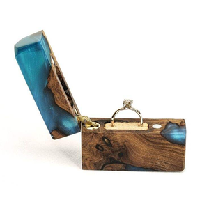 Boîte à bague tendance de luxe haut de gamme à fente unique, bleue, pour propositions de mariage, unique, vente en gros - Product Image 1