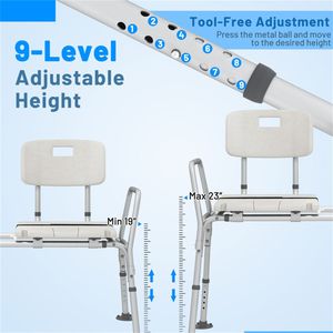 Sedile da Bagno Moderno Pieghevole e Leggero con Altezza Regolabile a 9 Livelli per Terapia Riabilitativa - Product Image 6