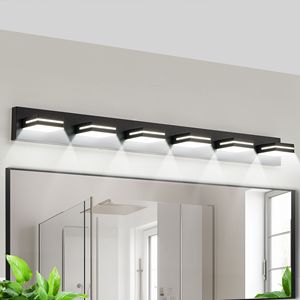 Applique da Parete a 6 Luci LED dal Design Moderno e Minimalista, Efficiente dal Punto di Vista Energetico, Nera, per Specchio da Bagno - Product Image 2