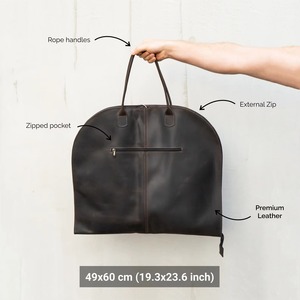 Handmade Genuine Leather Executive Suit <b>Carrier</b> Heavy-Duty <b>Garment</b> Bag Zipper Casual Simple Travel Luggage Bulk - Product Image 4