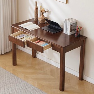 Escritorio Cuadrado Aqdus Saleem de Madera de Mango en Color Nogal Marrón con Cajones |   Muebles Artesanales al por Mayor - Product Image 1