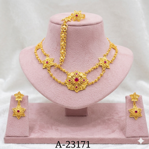 MOLL JEWELLERS Maharashtra Vintage Classic Coral Flower Broche Boucles d'oreilles Collier Anniversaire Mariage Tendance Mode Argent - Product Image 3