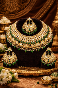 Indian Trendy Classic Choker Engagement Anniversary Wedding Party <b>Gift</b> Set Traditional Crystal Kundan Faux Pearl Alloy Gold - Product Image 2