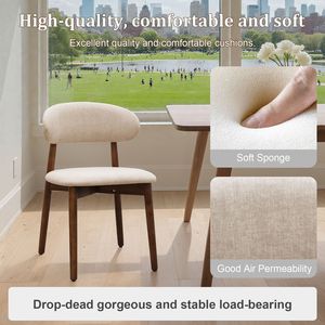 Set di 4 Sedie da Pranzo Imbottite in Flanella Color Cammello Chiaro con Gambe in Legno Massello di Noce, Senza Braccioli, per Cucina e Ristorante - Product Image 5