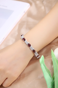 Classic 925 Silver <b>Bracelet</b> With Oval Cut Lab grown Diamonds And <b>Ruby</b> Side Stones Classic Wedding Jewelry IGI Certified - Product Image 3