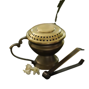 Handcrafted Metal Dhoop Dani Loban <b>Burner</b> With Heat-Resistant Wooden Handle Decorative White Incense Holder For Home Decoration - Product Image 6