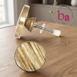 Ba Brass Cabinet Knob Resin Inlay Modern <b>Kitchen</b> Drawer Handle Eco-Friendly Easy Installation Durable Bedroom Home Office - Product Image 1