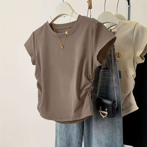High Quality Women Summer Short Sleeved Tank <b>Tops</b> for Fashion Base Shirt Slim Fit Neck Casual Sexy Breathable Satin Eco-Friendly - Product Image 4