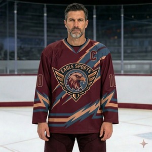 Maillots de hockey OEM de haute qualité sublimés 100% polyester, uniforme de hockey sur glace en mesh, respirant, séchage rapide, imperméable, pour adultes - Product Image 1