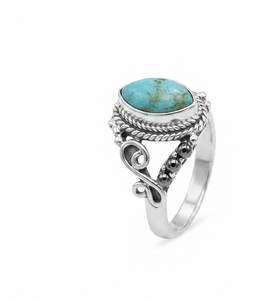 Anillo Boho Hecho a Mano con Turquesa Azul Marquesa Natural, Plata de Ley 925, Chapado en Oro Amarillo y Oro Rosa de 18k, Regalo - Product Image 5