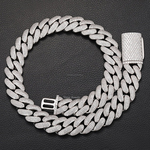 Collar de cadena cubana de moissanita de 20MM masivo chapado en oro de 14K, joyería informal estilo Hip Hop de alto brillo para hombres y mujeres - Product Image 2