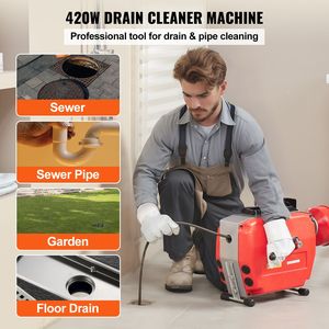 Sonda Elettrica per Fognature da 420W, 36,5m x 7/8 Pollici, Macchina Puliscitubi con 6 Lame e 2 Cavi in Acciaio, Alimentazione Manuale - Product Image 2
