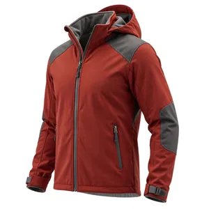 Men's <b>Waterproof</b> Windproof Fleece <b>Jacket</b> Zipper Closure Stand Collar Sporty Style Regular Fit Autumn Wear Polyester/Cotton - Product Image 4
