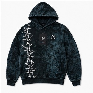 Long Sleeve <b>Drop</b> Shoulders Oversized Women Acid Wash Hoodie OEM Service Best Quality Cotton Made Women Acid Wash Hoodie - Product Image 6