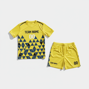 Uniforme de fútbol para hombre, transpirable y ligero, conjunto de camiseta y pantalones cortos, ropa deportiva personalizada para equipos, hecha con tela 100% poliéster. - Product Image 5