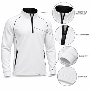 Custom Men's Half-<b>Zip</b> Gym Jacket Lightweight Polyester Breathable Sportswear ODM OEM Training Running Teamwear - Product Image 2
