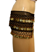 Pañuelo de cadera para danza del vientre, falda de danza del vientre con monedas brillantes, equipo de disfraz de baile, EE. UU.
