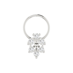 AJRETAIL Pin's de nez pour femme en or 14 carats avec diamant naturel de 0,12 ct, design cascade de fleurs, style ethnique - Product Image 3