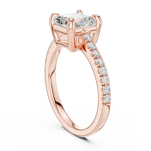 Women's Halo Solitaire Asscher Cut Lab Grown Diamond Engagement <b>Ring</b> <b>Crafted</b> From GRA Certified 14k Rose Gold Party Jewelry - Product Image 3
