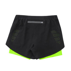 Oem High Quality Quick Dry Double <b>Layer</b> Men's Running Shorts With Pocket Breathable Summer Sports Short Orange Trim Shorts Men's - Product Image 3