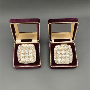 Boucles d'oreilles carrées en or jaune véritable 14 carats avec diamants naturels pour homme, boucles d'oreilles unisexes avec diamants véritables pour femme - Product Image 6