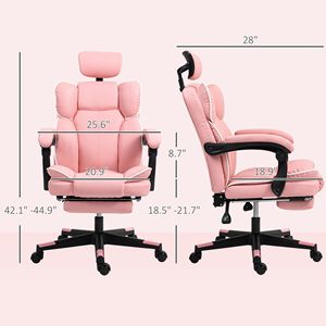 PU Leather Executive Desk Chair with Swivel Wheels BIFMA Certified Reclining Computer Chair in Pink Headrest <b>Footrest</b> Made Nylon - Product Image 3