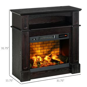 Caminetto Elettrico Autoportante Marrone con Fiamma LED Effetto Legna, Mensola e Telecomando (1400W) - Product Image 3