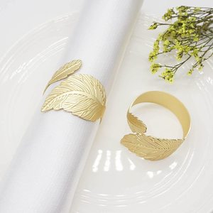 Adjustable Gold Leaf Napkin <b>Ring</b> Custom Size Sustainable Eco Friendly Metal Napkin <b>Rings</b> <b>Cheap</b> Price For Event Decor Supplies - Product Image 2