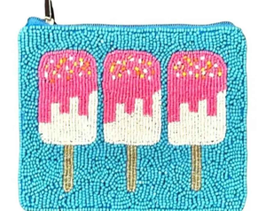 Customize Handmade Classic Bead Embroidery Coin Purse Cartoon Pattern Pouch Multi Colors Glass Bead Wallet <b>Key</b> <b>Ring</b> Zipper <b>Bag</b> - Product Image 5
