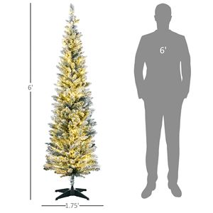 6ft Slim Artificial Christmas Tree Realistic <b>Branches</b> Warm White LED <b>Lights</b> Pencil Christmas Tree Green Christmas Decorations - Product Image 3