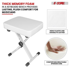 Adjustable 20.5" Heavy Duty Piano Stool-3 Inch <b>Padded</b> Keyboard <b>Bench</b> Portable Guitar Seat - Product Image 4
