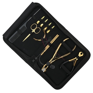 Kit de herramientas para extensiones de cabello con varita para enhebrar cuentas, gancho de instalación de cabello, pinzas antideslizantes iridiscentes y agujas para tejer. - Product Image 1