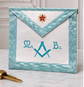 French Rite M:. B:. Apron French Rite Master Mason Apron High Quality Lambskin Or Satin Ceremonial Regalia Gold Embroidery - Product Image 3