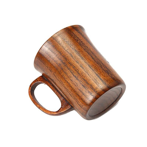 Tasse artisanale en bois naturel de 400 ml avec poignée pour bière et café - Product Image 4
